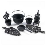 ASSORTED DECORATIVE CAST IRON ITEMS