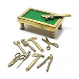 ASSTD MINIATURE SET BRASS TOOLS & POOL TABLE