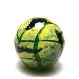 ART GLASS GREEN- YELLOW SWIRL PAPERWEIGHT