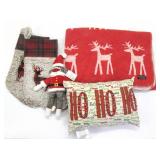 CHRISTMAS STOCKINGS, BLANKET AND MONKEY