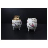 PORCELAIN / BRASS LIGHTER & CIGARETTE CUP