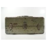 METAL TACKLE BOX WITH ASSORTED FISHING GEAR