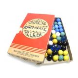 CHINESE AKRO-AGATE CHECKERS 60 GAME MARBLES