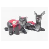 CANADIANA RED GLAZED TERRACOTTA DEER & OTTER
