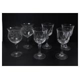 2 GLASS + 4 CRYSTAL GOBLETS