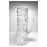 CRYSTAL FLORAL & LEAF DESIGN CYLINDRICAL PITCHER