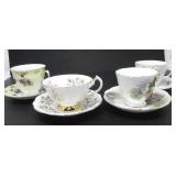 QUEEN ANNE PORCELAIN TEA CUPS & SAUCERS
