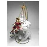 WHITE BOOTS, MICE TEAPOT & GIRL ON BIKE ORNAMENTS