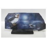 HAND PAINTED BAYLIFE ART ON SLATE WITH WOOD STAND