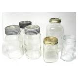 3 MASON JARS & 3 IMPROVED GEM JARS, MADE IN CANADA