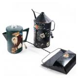 3 HANDPAINTED HOUSEHOLD IRON OBJECTS DECOR