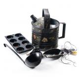 5 HANDPAINTED HOUSEHOLD IRON OBJECTS DECOR