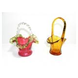 2 DECORATIVE GLASS BASKETS