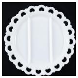 WHITE MILK GLASS  RELISH TRAY