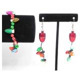 CHRISTMAS LIGHTS BRACELET & EARRINGS