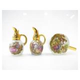 3 MINIATURE LIMOGES FRANCE LOVE & ROMANCE JUGS/POT