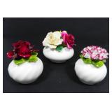 STAFFORDSHIRE FLOWER BASKET & 2 RADNOR SHAKERS