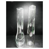 2 TALL CLEAR GLASS VASES