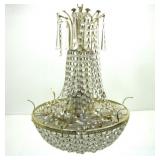BRASS AND CRYSTAL CHANDELIER