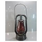 R.E.DIETZ MONARCH NY KEROSENE LANTERN W/RED GLASS