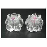 PAIR OF KOSTA BODA ROSEBUD VOTIVES BY MATS JONASSN