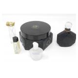 6 EMPTY GLASS PERFUME BOTTLES & 2 J.C. BROSSEAU