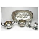 SILVERPLATED BOWLS, CANDLE HOLDERS & SERVING DISH