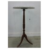 VINTAGE ROUND PEDESTAL DISPLAY TABLE W/MARBLE TOP