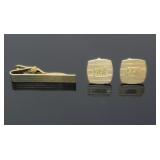 SET OF CUFFLINKS & TIE CLIP MONOGRAMMED DB