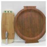 OVERTON BENTWOOD TRAY, CHEESE BOARD WITH KNIFE