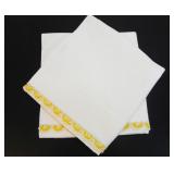 PAIR OF YELLOW & WHITE TATTED PILLOW SHAMS
