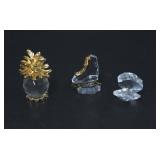 3 CRYSTAL FIGURES (ICE SKATE, CLAM, PINEAPPLE)