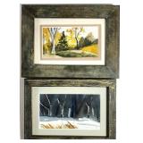 WENDY TRETHEWEY TWO SEASONAL WATERCOLOR LANDSCAPES