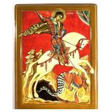 ST. GEORGE SLAYING THE DRAGON RUSSIAN ICON 2001
