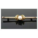 GOLD FILLED BROOCH W/ PEARL