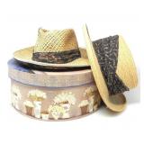 TWO LADIES STRAW HATS WITH HAT BOX