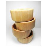 4 HAND-CARVED BLONDE TEAK WOOD CASSERLOS
