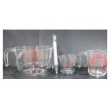 PYREX GLASS MEASURING CUPS WITH THERMOMETER