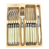 JEAN DUBOST LAGUIOLE 12 PIECE FLATWARE SET IN TRAY