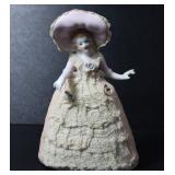 PORCELAIN LACE-DRESSED WOMAN FIGURINE