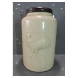 VINTAGE FARMHOUSE CERAMIC POTTERY JAR W/LID