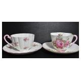 2 SHELLEY ENGLAND CHINA TEA CUPS AND SAUCERS