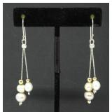 SILVER & PEARL EARRINGS 4.34g