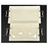 2 LARGE WHITE SERVING TRAYS
