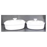 FRENCH WHITE CORNINGWARE CASSEROLE DISHES WITH LID