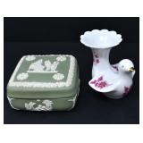 PORCELAIN BIRD VASE AND TRINKET BOX
