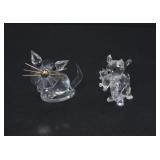 2 CRYSTAL / GLASS CAT FIGURINES