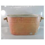 ANTIQUE COPPER BOILER TUB WITH WOODEN HANDLES