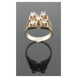 10KT GOLD RING W/ BLUE STONES 4.56g