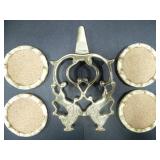 BRASS TRIVET AND COASTER SET